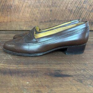 Vintage Ralph Lauren Brown Leather Wing Tip Penny Loafer 6.5